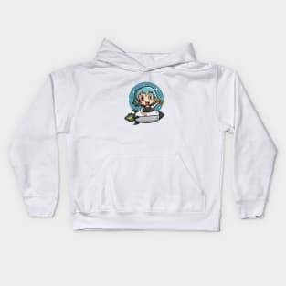 Cute Girl Riding Rocket Kids Hoodie